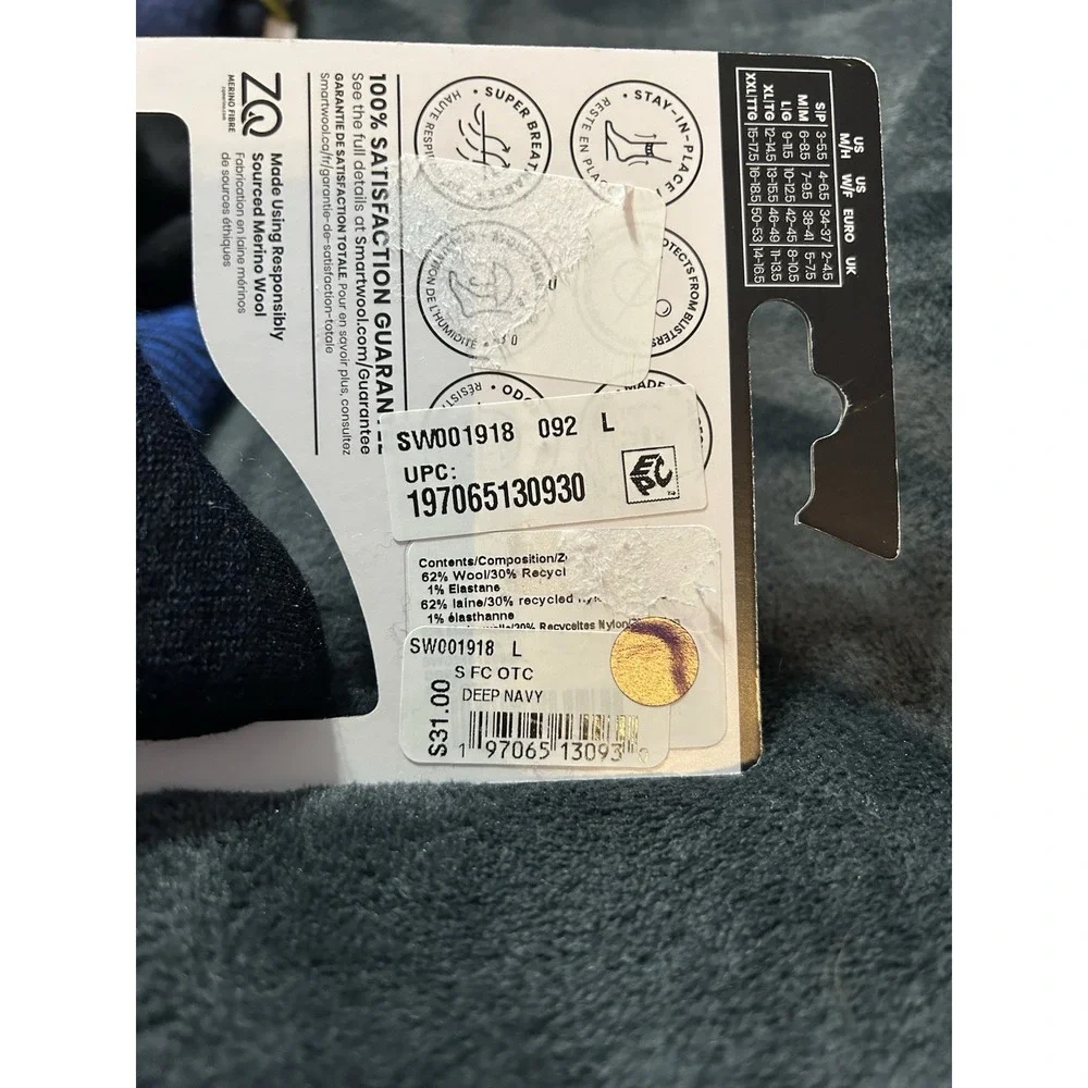 Smartwool Snowboard Lot of 2 Deep Navy Unisex Large Over The Calf Socks (E7)